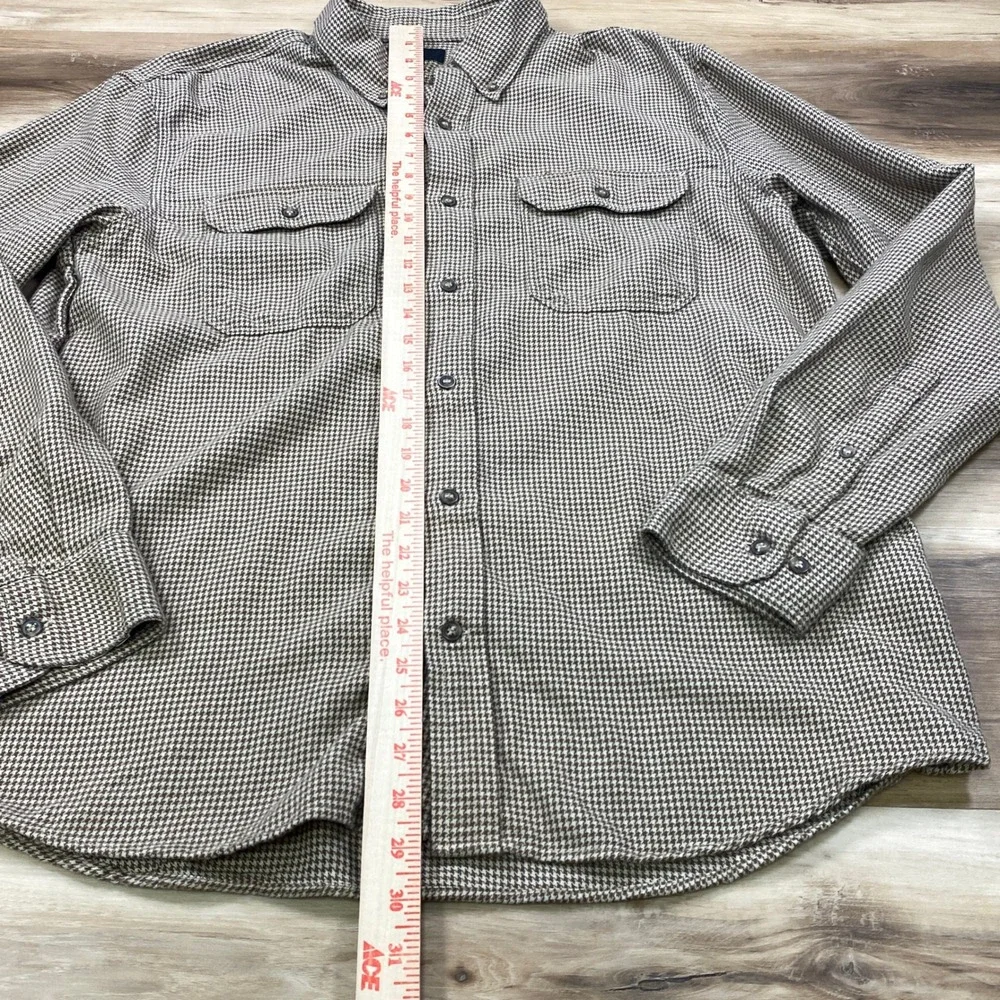 Banana Republic Flannel Shirt Mens L Houndstooth Expedition Cotton Standard Fit